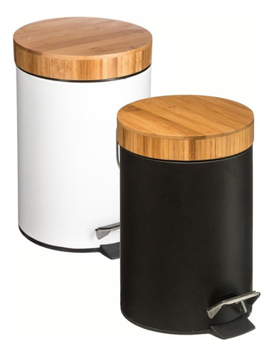 Lixeira Para Banheiro Cozinha 5 Litros Compacta Tampa Bambu