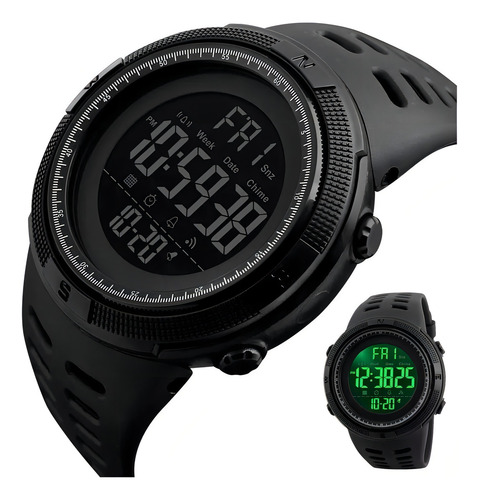 Maikl 1252, impermeable, digital, deportivo, para hombre, correa de bisel, color de fondo LED, color negro