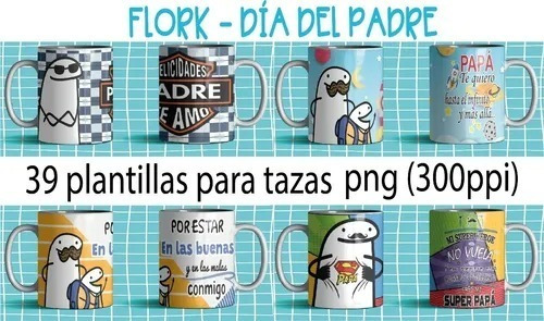 39 Plantillas De Tazas Flork - Dia Del Padre Kit Imprimible 