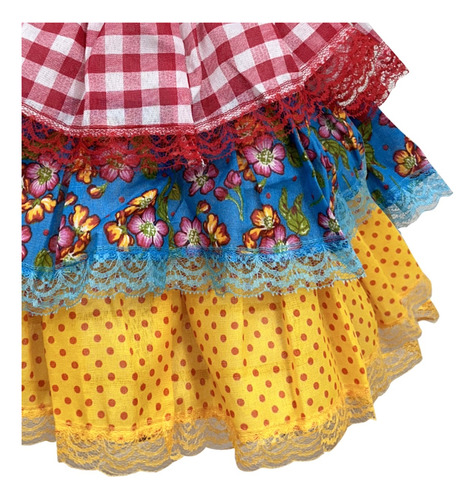 Saia Festa Junina Xadrez Babado Quadrilha Caipirinha Menina