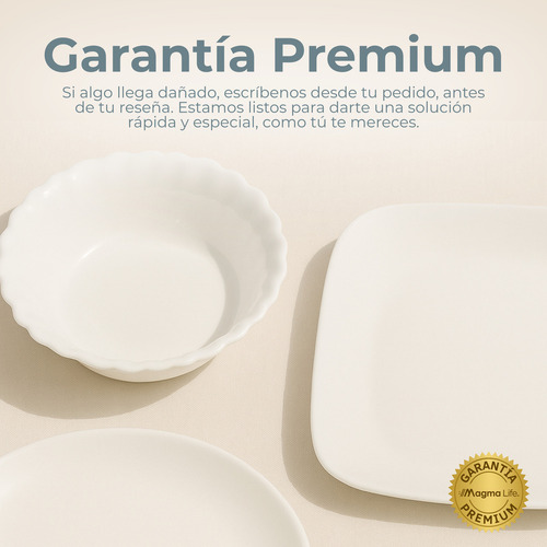 MAGMA LIFE Vajilla de Opal Olas 6 personas (18 Piezas),Juego de Platos de Ultra Alta Resistencia: 6 Extendidos, 6 para Postre y 6 Hondos, para Microondas y Lavavajillas, Antibacterial, Fácil de Limpia