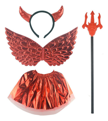Tocado De Cuernos De Diablo Con Alas De Diablo Rojo De Hallo