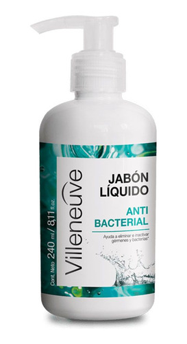 Jabón Liquido Para Manos Antibacterial 240ml Villeneuve