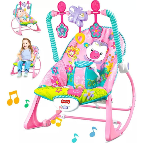 Bouncer Silla Vibradora Mecedora De Bebe Musical Con Juegos Color Rosa