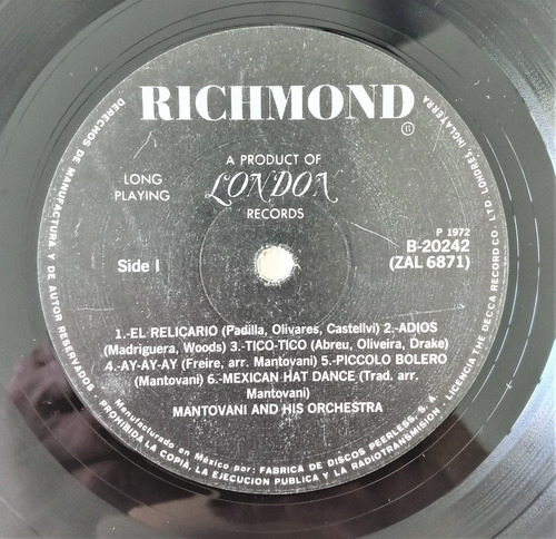 Mantovani Lp Ole Musica De Toros Tauromaquia (Usado)