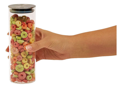 Pote De Vidro 550ml Com Tampa Inox Hermético Redondo - Tud Cor Nude