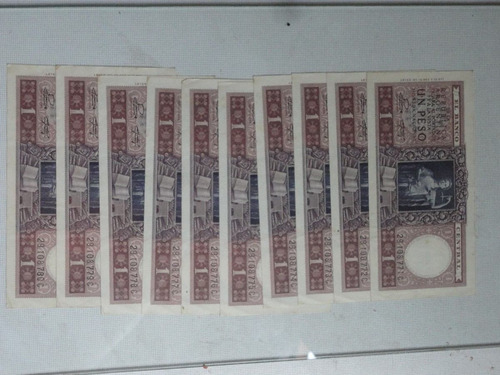 10 Billetes De Un Peso Moneda Nacional Correlativos