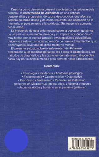 La Enfermedad De Alzheimer. 9789682455209 Juárez Trillas. (Usado)