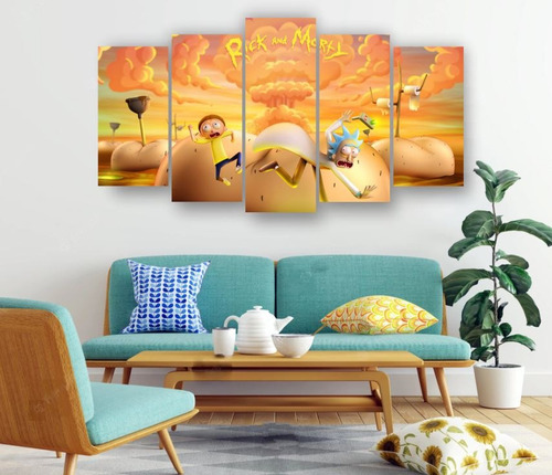 Set De 5 Cuadros Decorativo Rick And Morty Canvas 09