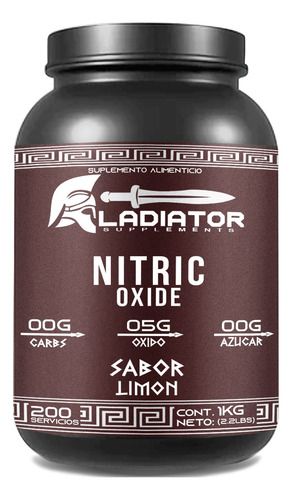 Óxido Nítrico Gladiator 1 Kg 200 Serv Varios Sabores Limón