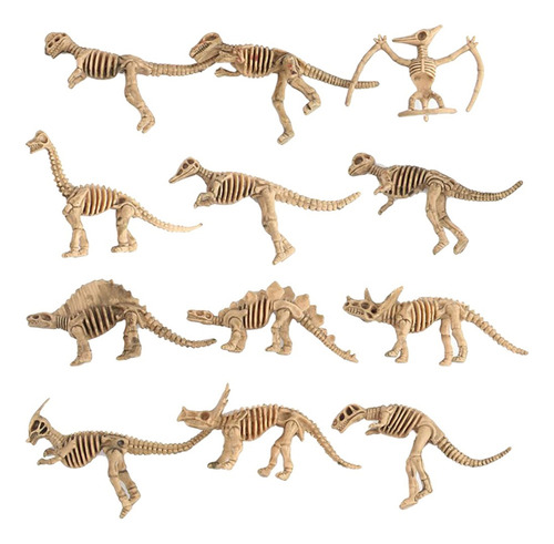 12 Piezas Modelos De Plástico De Dinosaurio Esqueleto De