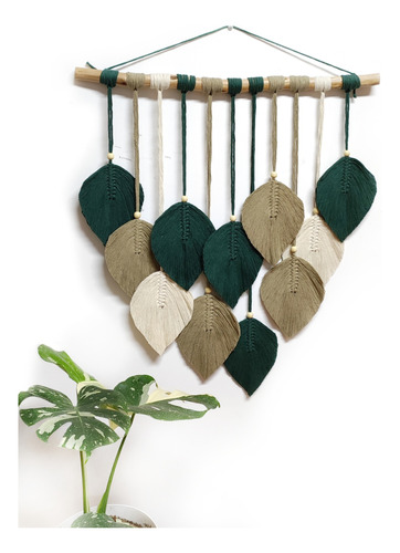 Tejido Decorativo Macramé Plumas Colgante Tipo Hojas  