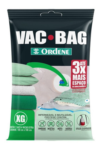 Imagem 2 de 7 de 3 Sacos À Vácuo Vac Bag Ordene Extra Grande 80x100 Edredom