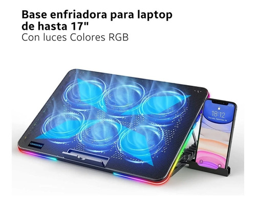 Base Enfriadora Para Laptop Con Iluminación Rgp Color Negro1