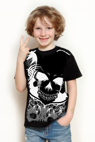 Camiseta Criança Frete Grátis Cranio Caveira Desenho
