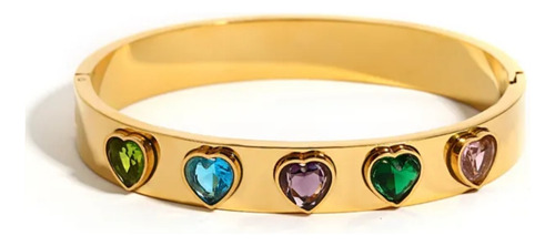 Pulsera Brazalete Corazones De Cristal, Regalo Amor Novia