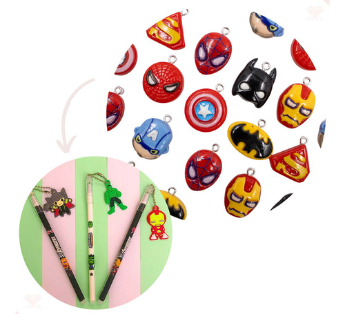 Pingentes Super Herois Em Resina Pacote Com 50 Unidades Cor 103 - Colorido