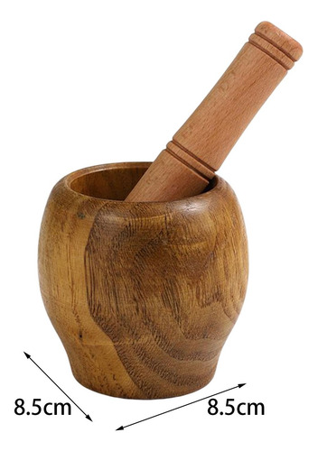 6 Mortero De Madera Con Molinillo De Maja Tazón Gadget De