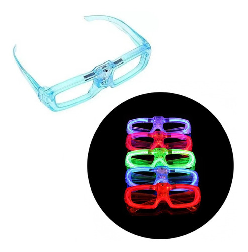 5 Anteojos Lentes Luminosos Full Led Neon Luz Todo  Marco 