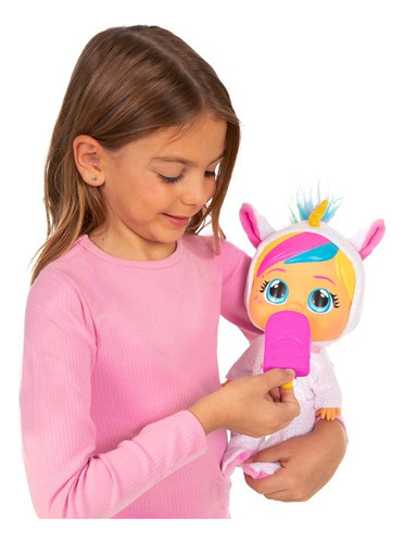 Cry Babies Loving Care Dreamy Cries com água articulada 26 cm com paleta de acessórios, chupeta e ropita