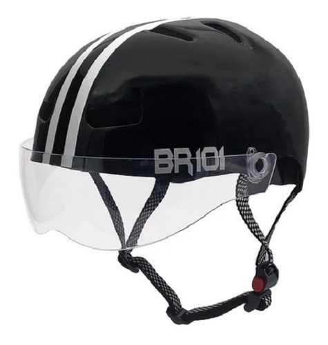 Capacete Para Bike, Moto, Scooter Elétrica, Skate , Patins Cor Preto Tamanho PP - Viseira Cristal