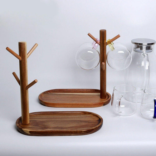 Estante Para Tazas De Madera, 2 Uds., Organizador De Cocina