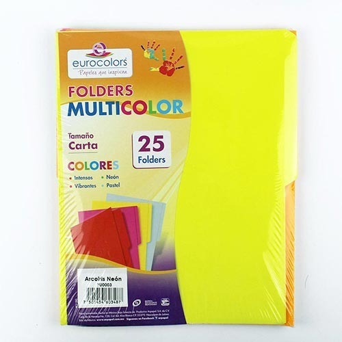 Folder Eurocolors Multicolor Arcoíris Pastel 25 Pzas Pu /vc