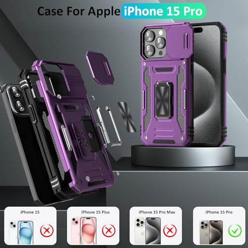 Funda Para iPhone 15 Pro Morado Plastico -6