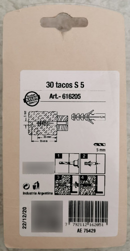 Tacos Tarugos N° 5 Fischer Fisher X30 Unidades
