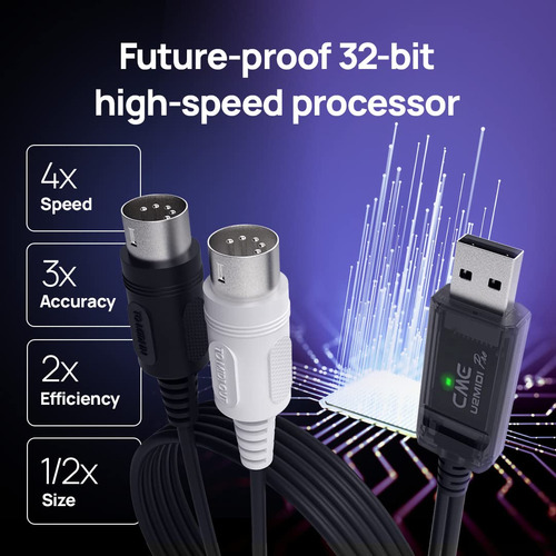 Cme U2midi Pro - Cable Midi Usb Profesional - Interfaz Midi A Usb 1-en-1 Salida De 6.5 Pies (2m) - Adaptador Usb A Midi Plug & Play Para Computadora/portátil/pc - Compatible Con Win/mac