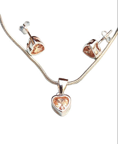 Conjunto Plata 925 Corazón Topacio Conpl453 Italy 