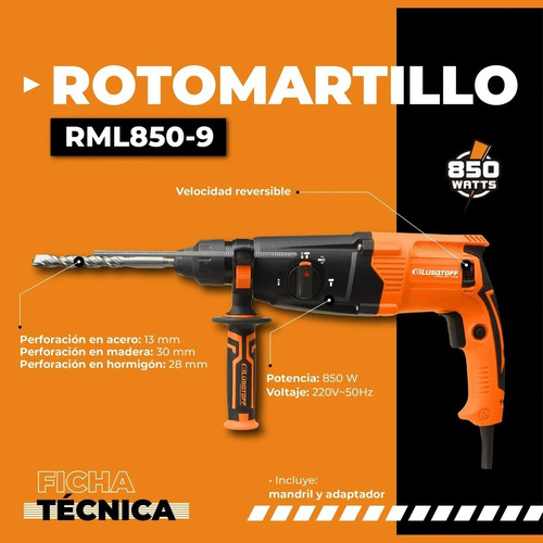 Rotomartillo Lüsqtoff Rml850-9 50hz 850w Potencia 220v