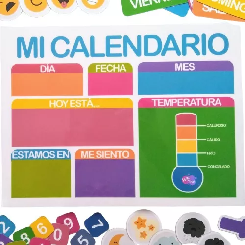 Calendario Magnético - Base De Madera Imantada + 50 Imanes