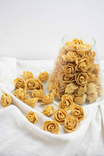 Flores Artificiales Cabezas De 3cm Flores Goma Eva Pack X100 Color Ocre X100