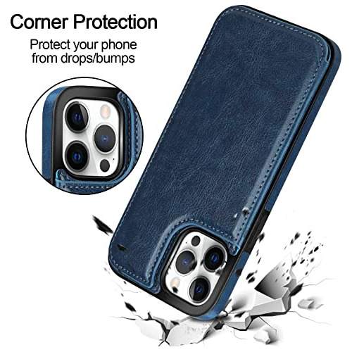Funda Cartera Para iPhone 12 Pro Max Azul 6.7- Pulgada Suave