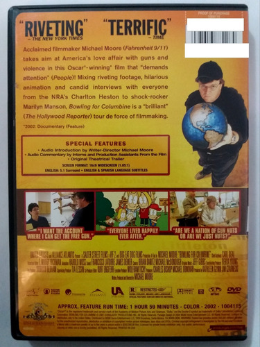 Documental Masacre En Columbine Bowling Dvd Importado (Usado)