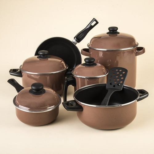 Imagen 7 de 10 de Batería De Cocina 11 Piezas Verona Toffee Cinsa
