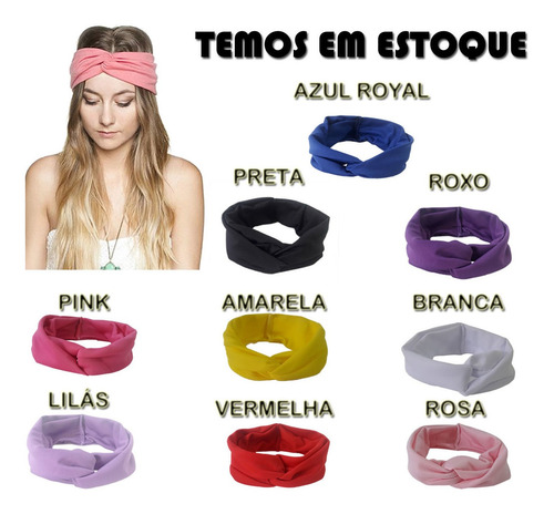 Headband Modelo Turbante Faixa De Cabelo Varias Cores 3 Unid