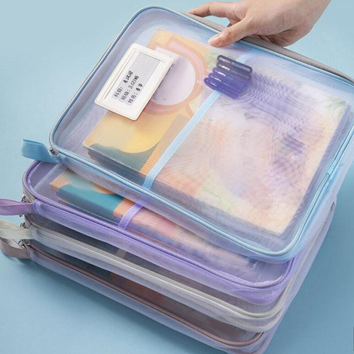 . 5 X Bolsas De Documentos De Malla Con Cremallera A4 Bolsa