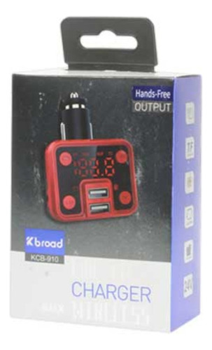 Cargador Bluetooth Para Uso Automovil Carga Rapida Usb Color Negro/rojo