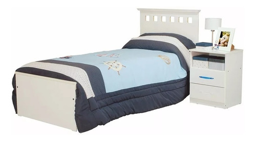 Combo Dormitorio Cama 1 Plaza + Mesa De Luz Blanco Cuotas