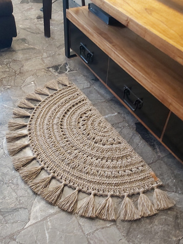 Alfombra Tejida A Crochet En Yute Natural Artesanal 85 Cm