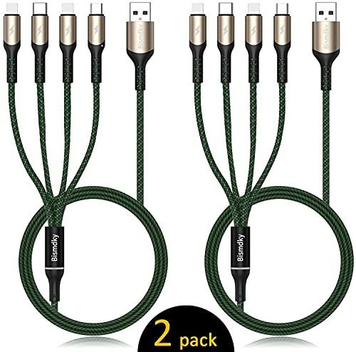 Bismdky Multi Cable De Carga 2pack Nylon Trenzado 54h92