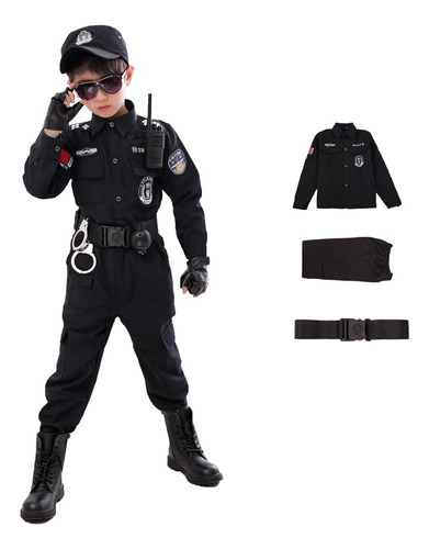Disfraz De Cosplay Del Fbi Con Uniforme De Policía Para Niño