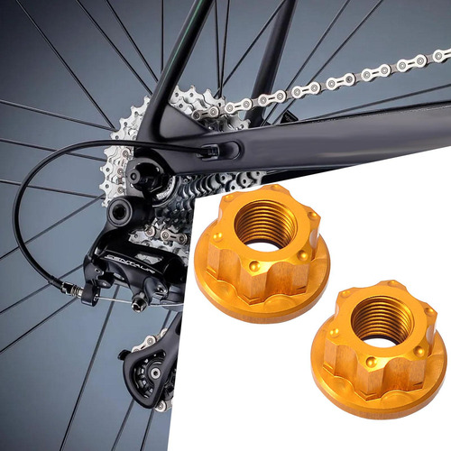 Tuercas Del Eje Del Cubo De La Rueda De Bicicleta, Oro