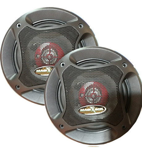 Juego De Parlantes Para Auto Magixson 5 Pulgadas 2 Vías 120w Color Negro Rojo Y Gris