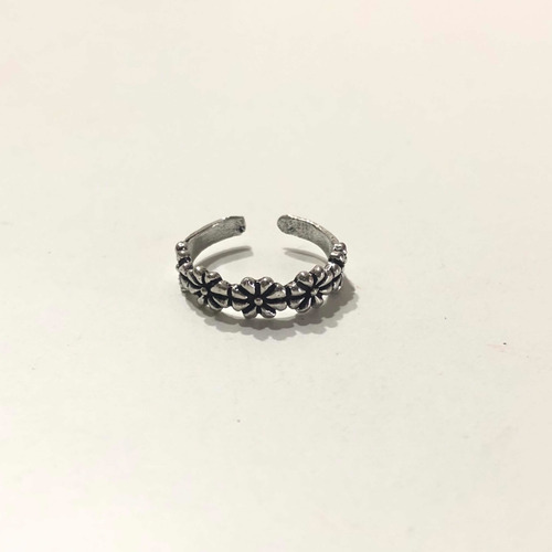 Anillo Midi De Flores, Para Falange. Ajustable En Plata 925.