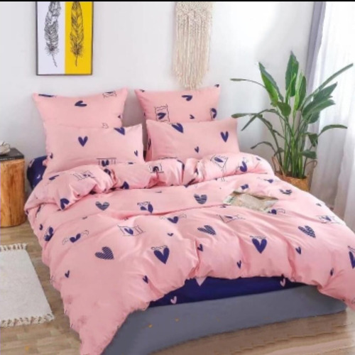 Cubrecama Rosa De Verano 2 Plaza + Una Bajada De Cama Mr