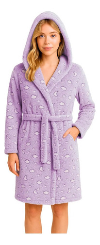 Bata Polar Soft Gofrada Con Capucha Y Bolsillos Corta 7410