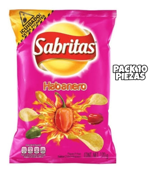 Papas Fritas Sabritas Sabor Chile Habanero Pack 10 Botanas | Envío gratis
